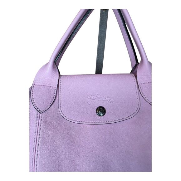 LONGCHAMP Medium Le Pliage Cuir Pink Leather Top Handle Tote - Picture 5 of 15